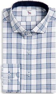 Lorenzo Uomo Trim Fit Plaid Cotton Dress Shirt