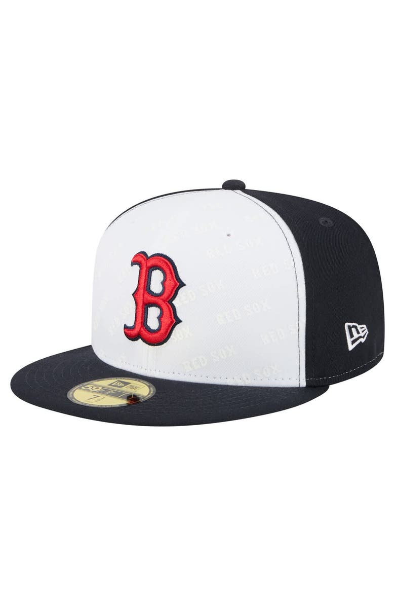 New Era Men's New Era White/Navy Boston Red Sox Repeat 59FIFTY Fitted Hat, Alternate, color, White