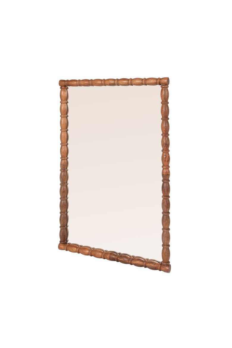 Sculptural Bobbin Frame Wall Mirror, Main, color, Brown