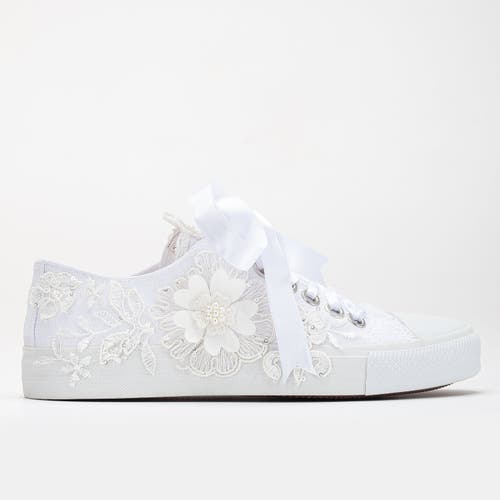 Forever & Always Shoes Peyton Floral Lace Bridal Sneakers In White