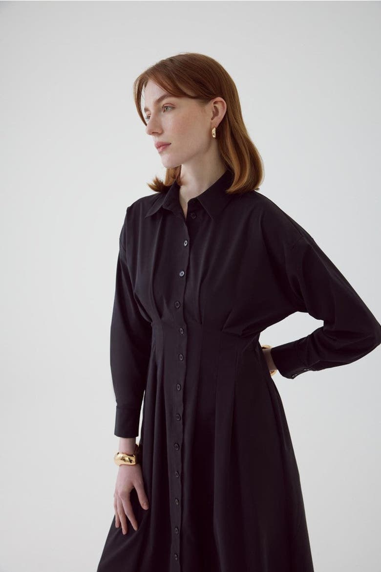 Billie Midi Dress, Alternate, color, BLACK