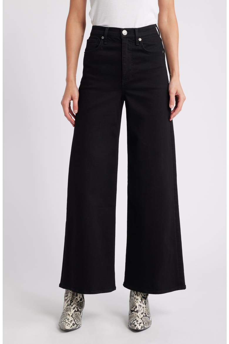 Flexi Sofie High Waist Ankle Wide Leg Jeans, Main, color, BLACK