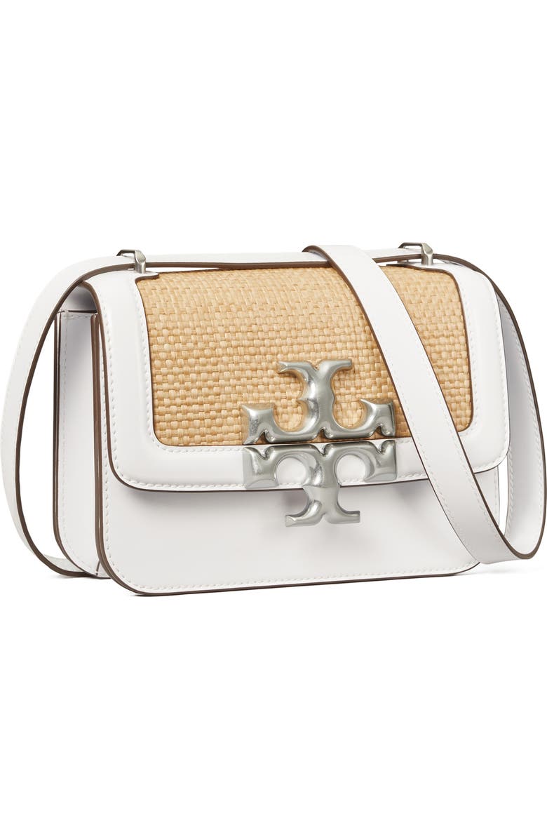 Tory Burch Eleanor Small Woven Straw & Leather Shoulder Bag, Alternate, color,