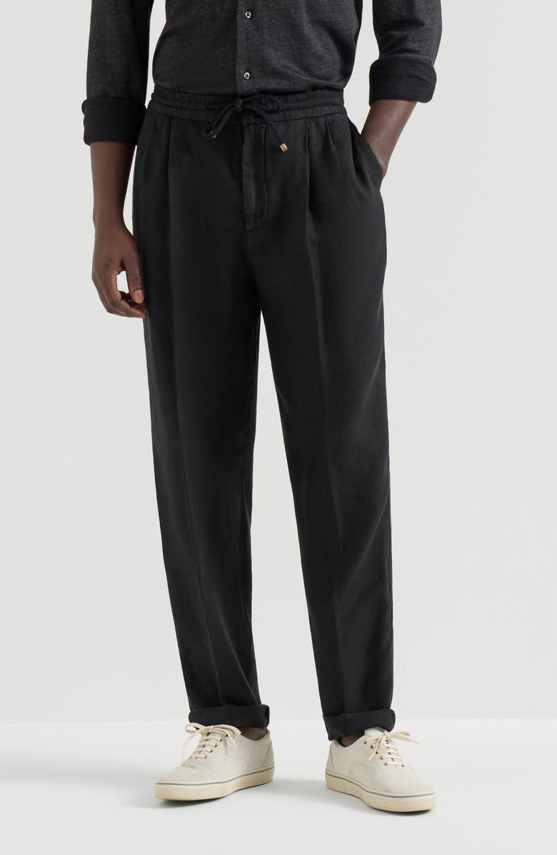 Brunello Cucinelli Trousers with drawstring, Alternate, color, Black