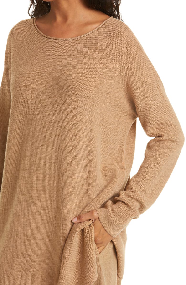 Eileen Fisher Bateau Neck Merino Wool Tunic Sweater, Alternate, color,