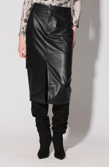 Walter Baker Selene High Waist Leather Skirt In Black