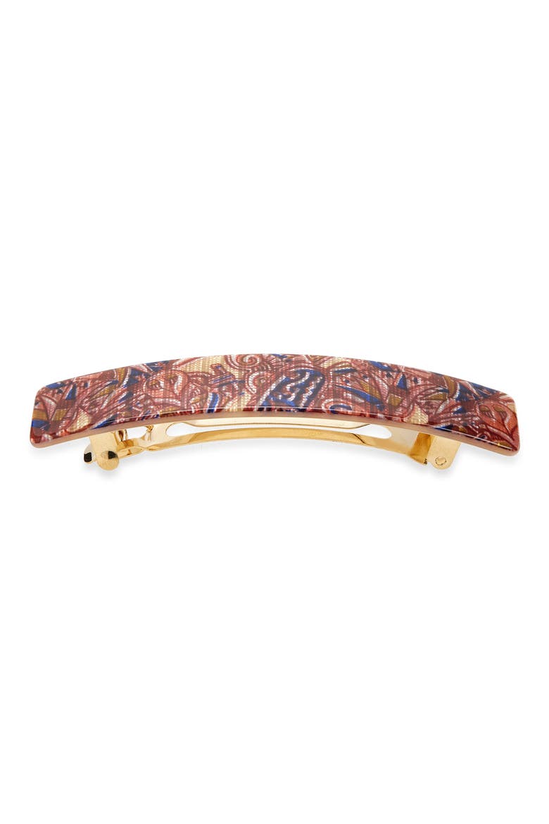 Nougat Rectangle Barrette, Main, color, PAISLEY MULTI