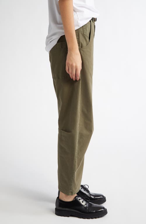 Nili Lotan Tel Aviv Cropped Stretch-cotton Twill Tapered Pants In Loden
