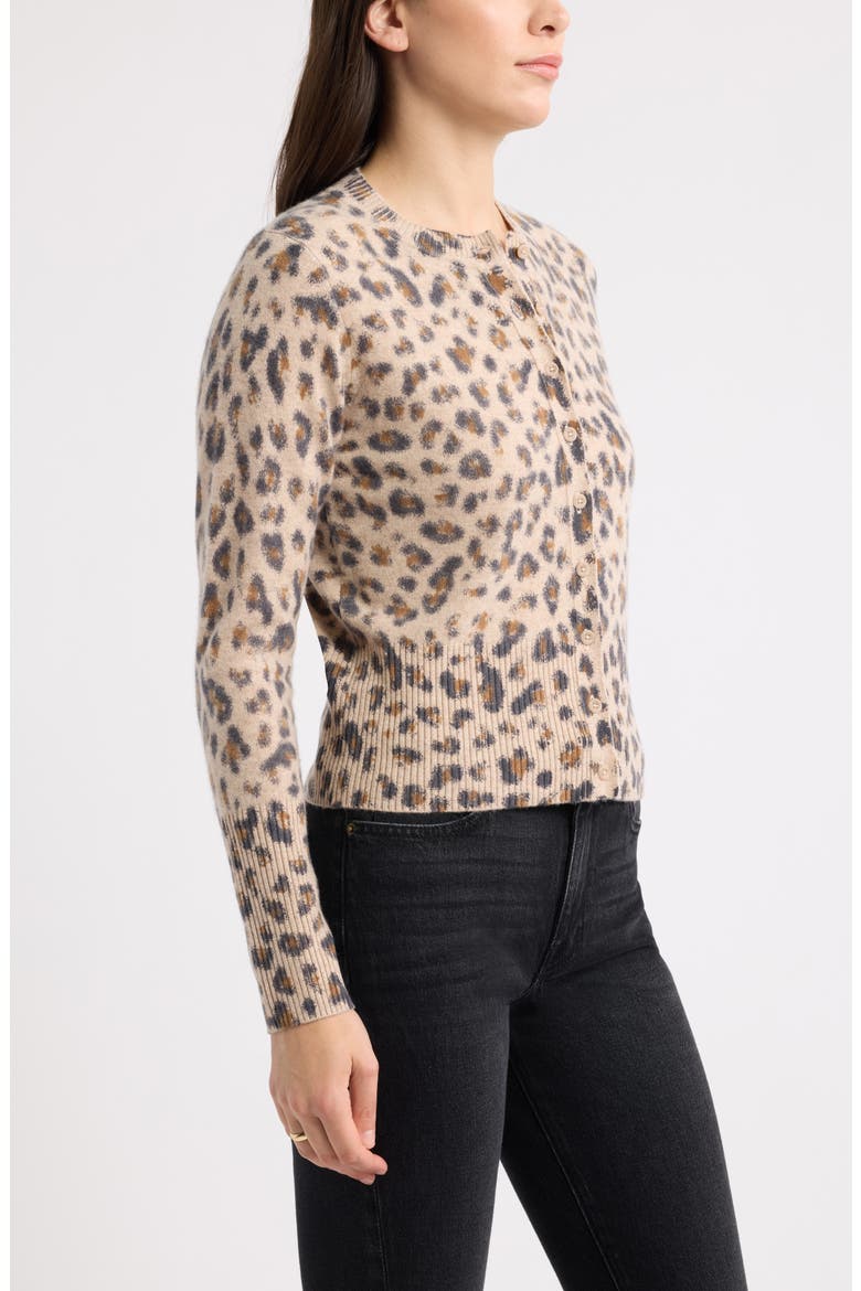 Leopard Print Wool & Cashmere Cardigan, Alternate, color, TAN- BLACK BEA LEOPARD