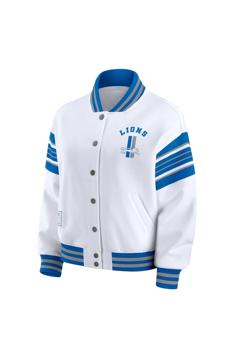 WEAR by Erin Andrews Women's WEAR by Erin Andrews White Detroit Lions Plus Size Full-Snap Fleece Sweatshirt Jacket, Alternate, color, White