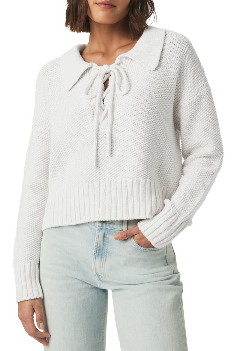 Roxie Lace-Up Sweater, Main, color, WHITE