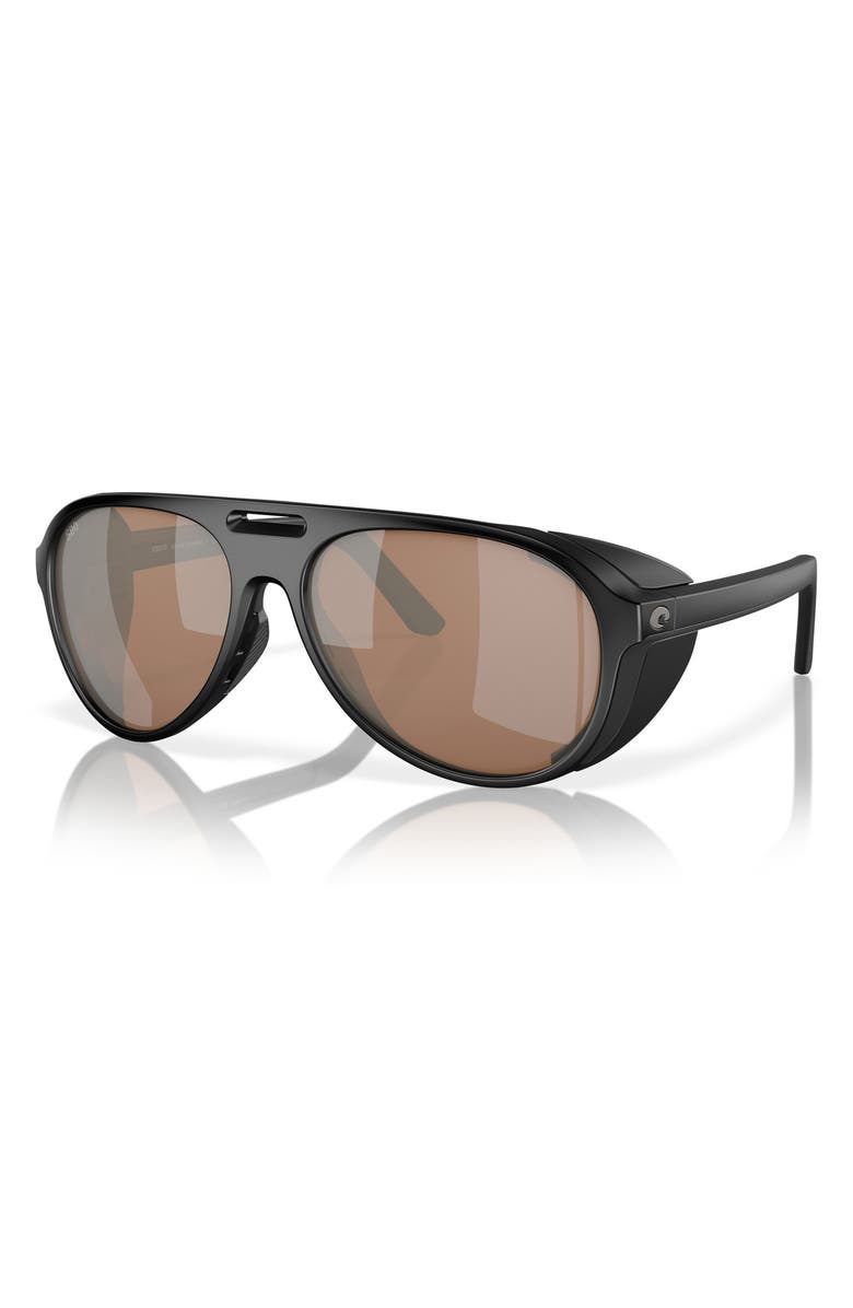 Costa Del Mar 59mm Polarized Pilot Sunglasses, Alternate, color, Black/ Copper Silver