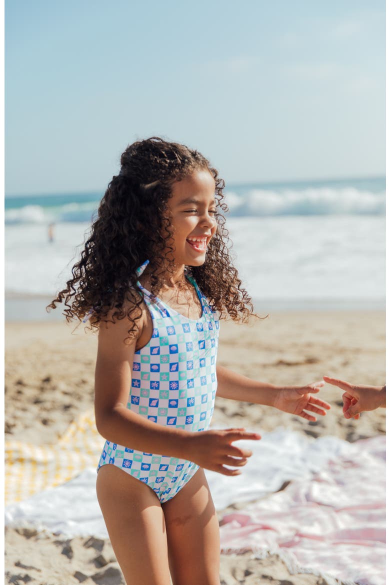 Kids' Skye Reversible UPF 50+ One-Piece Swimsuit, Alternate, color, BLUE MULTI