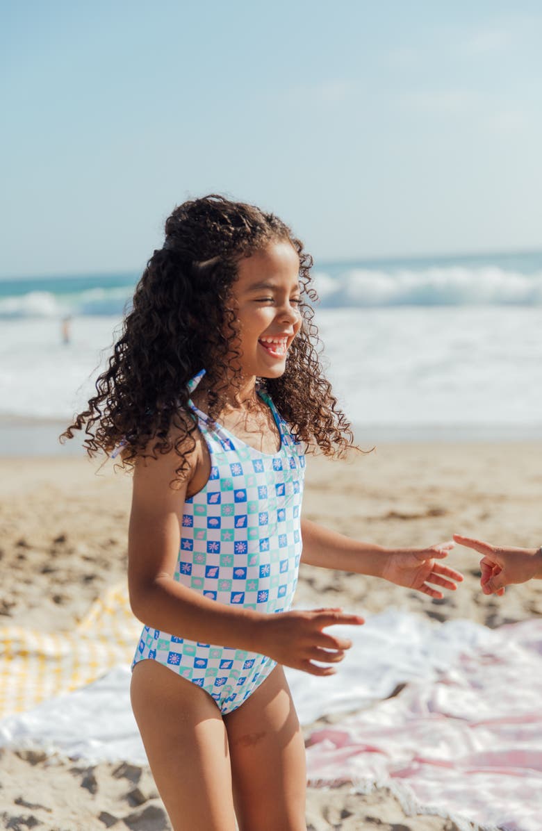 Feather 4 Arrow Kids' Skye Reversible UPF 50+ One-Piece Swimsuit, Alternate, color, Blue Multi