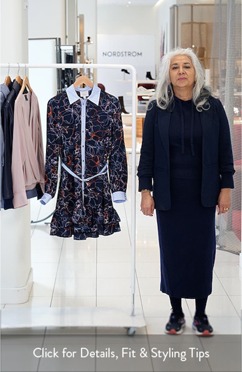 Malvia Floral Print Long Sleeve Shirtdress, sales video thumbnail