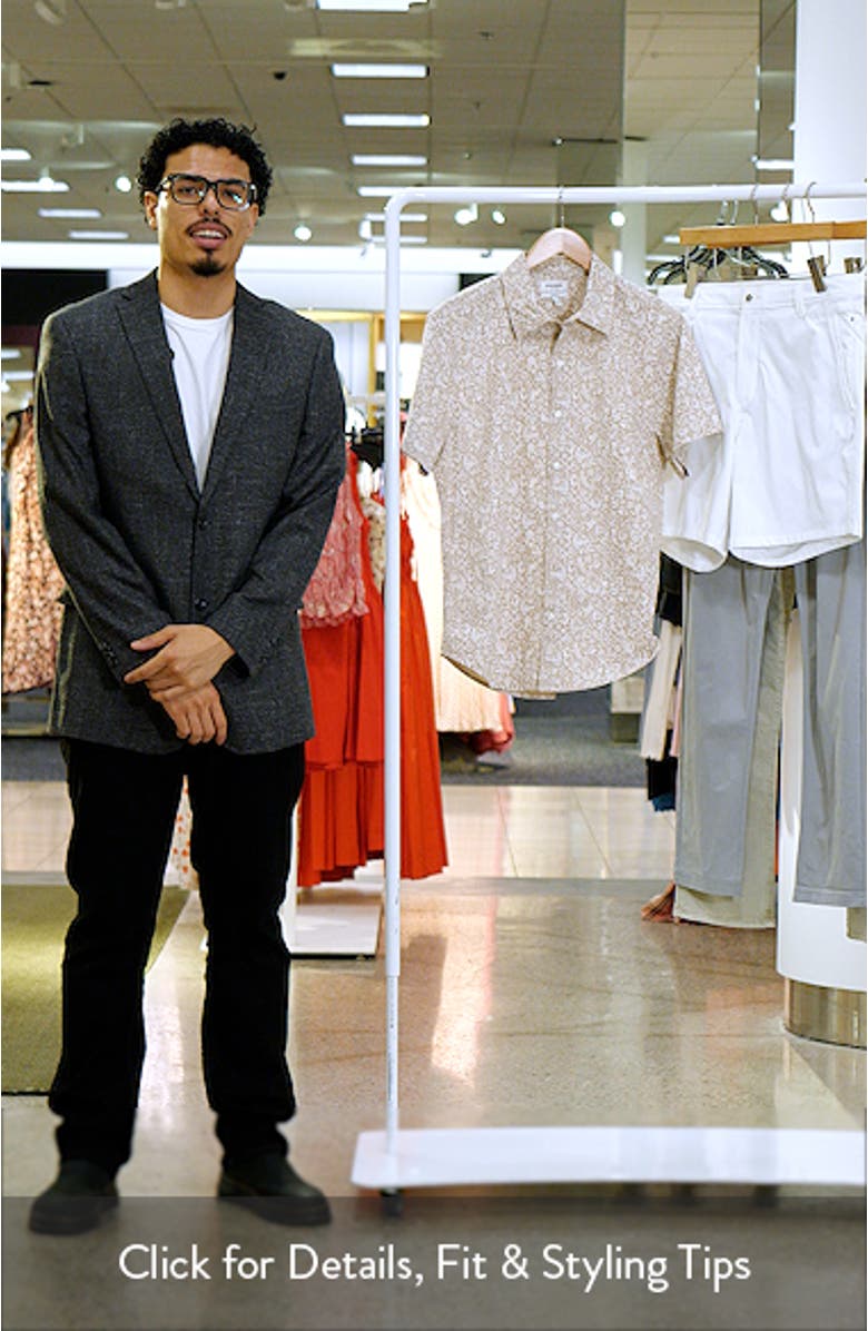 Riviera Slim Fit Animal Print Short Sleeve Button-Up Shirt, sales video thumbnail