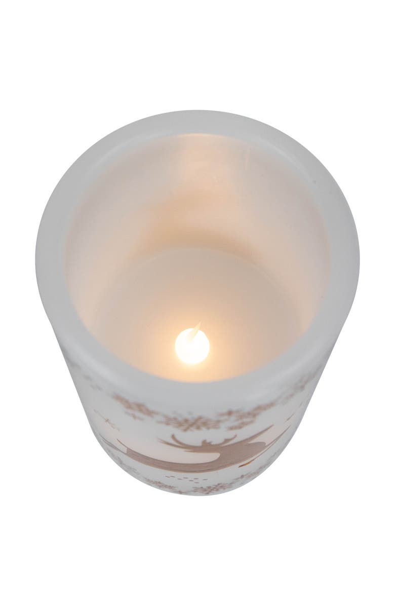 Northlight LED Reindeer Flameless Flickering Wax Pillar Christmas Candles - 6" - Set of 3, Alternate, color, White