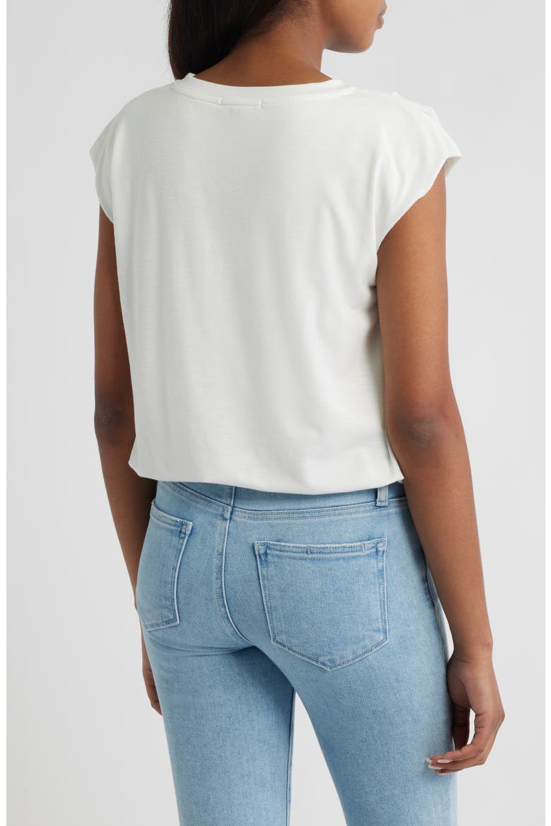 Pleated Cap Sleeve T-Shirt, Alternate, color, OFF WHITE