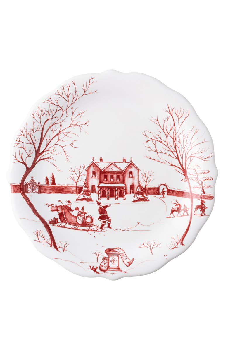 Juliska Country Estate Winter Frolic Set of 4 Party Plates, Alternate, color, Ruby