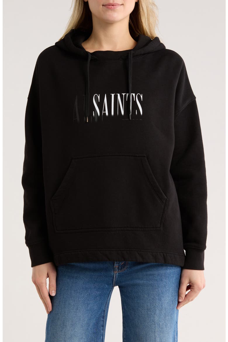 Etienne Oversize Cotton Fleece Hoodie, Main, color, BLACK