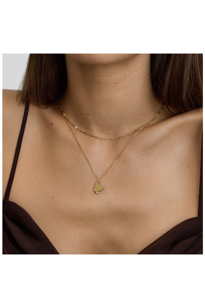 Heart with Stones Necklace, Alternate, color, GOLD