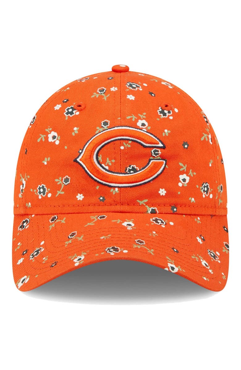 New Era Women's New Era Orange Chicago Bears Floral 9TWENTY Adjustable Hat, Alternate, color,