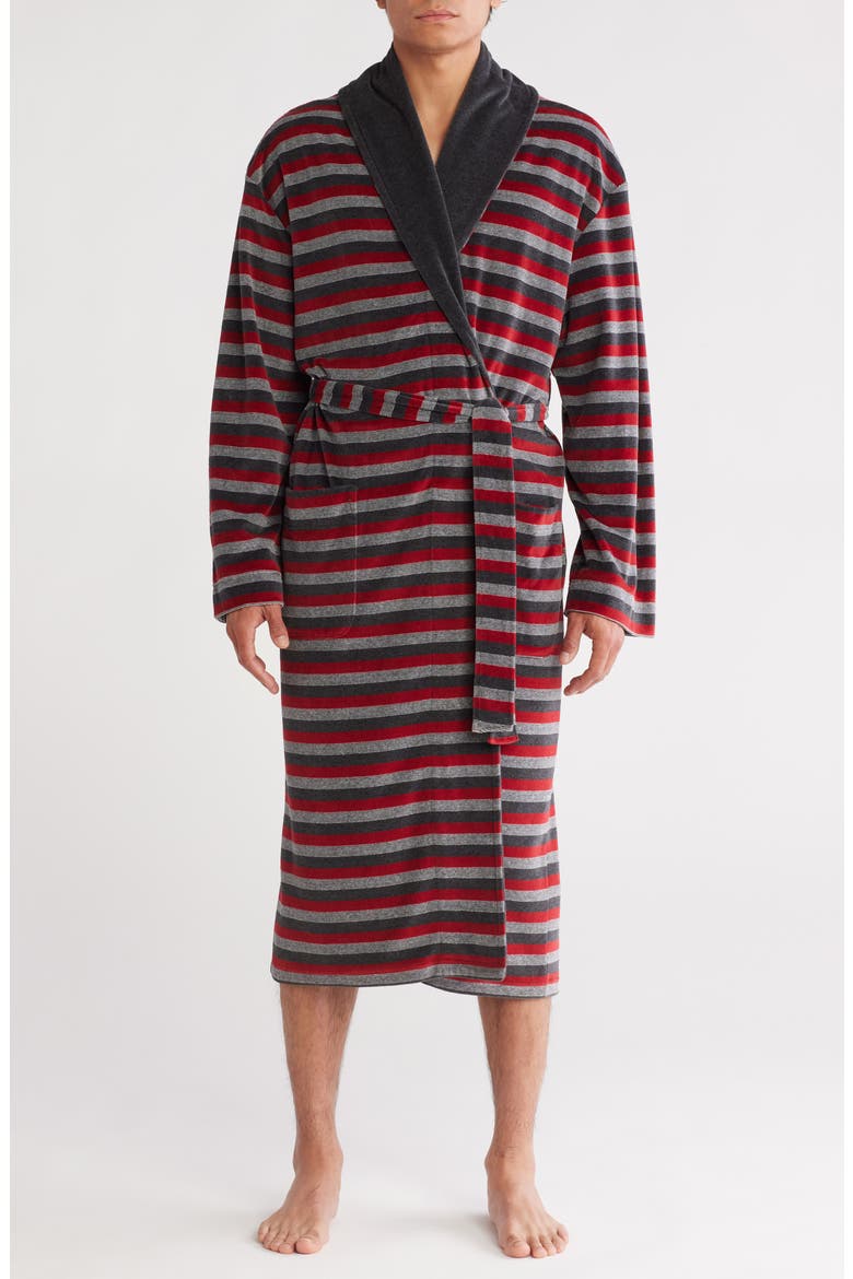 Stripe Shawl Robe, Main, color, CHARCOAL STRIPE