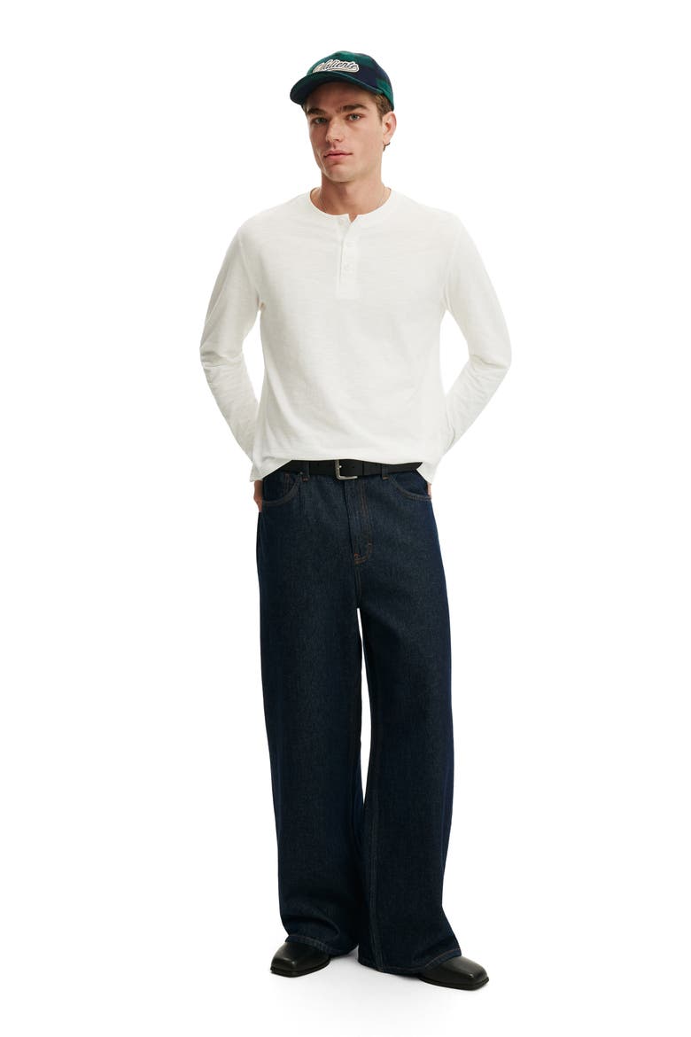 Men's Fitted Henley Long Sleeve T-Shirt, Alternate, color, Vintage White