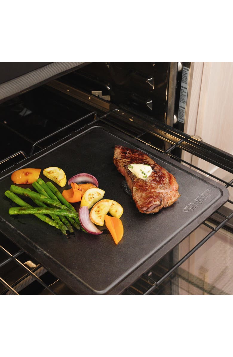 Old Stone Pizza Steel w/ Moat, 14x14-Inch, 1/4", Alternate, color, Black