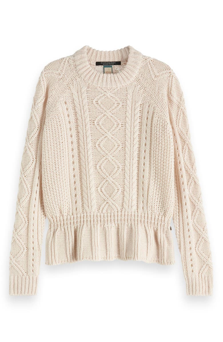 Scotch & Soda Chunky Cable Knit Peplum Sweater, Alternate, color, 