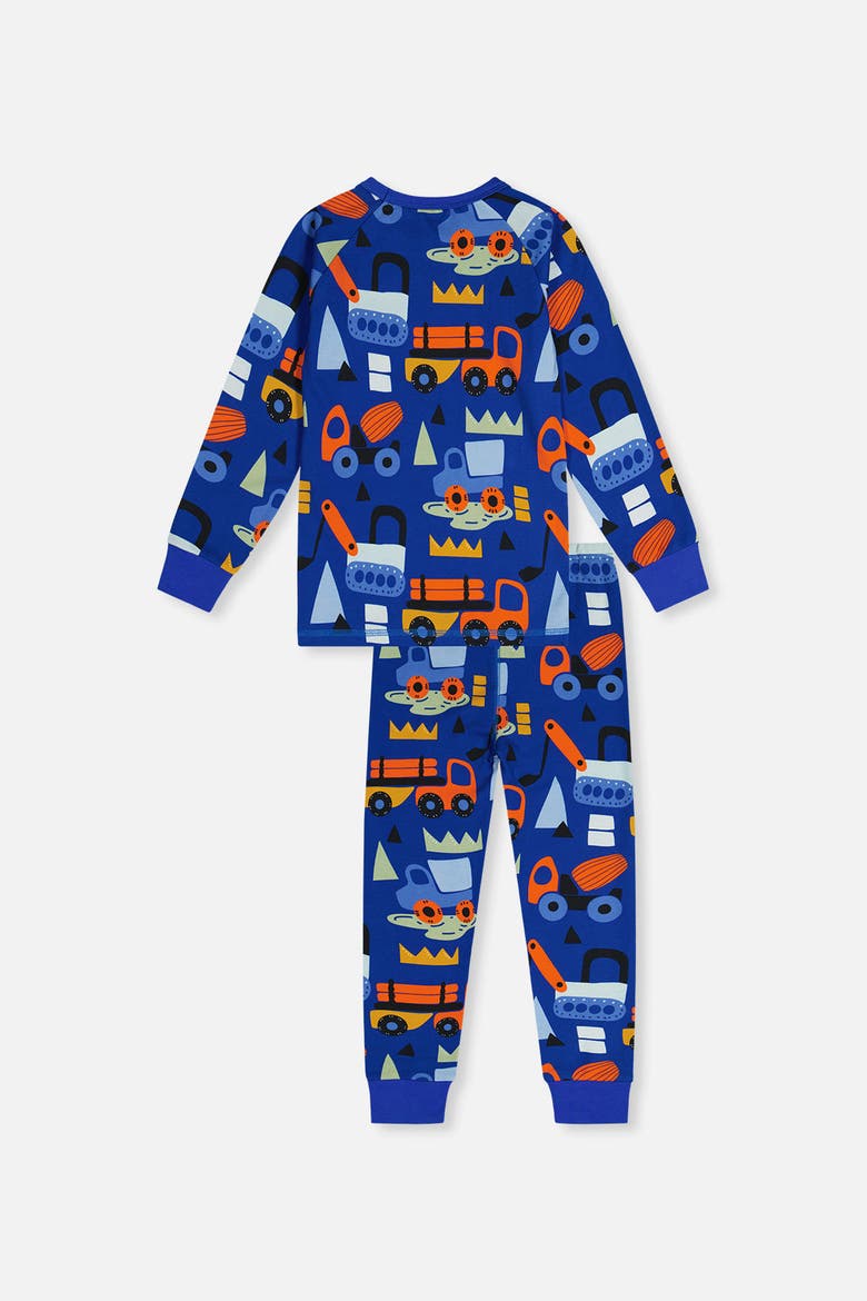 Truck Organic Cotton Top Pants Two Piece Pajama Set, Alternate, color, Blue Printed Trucks
