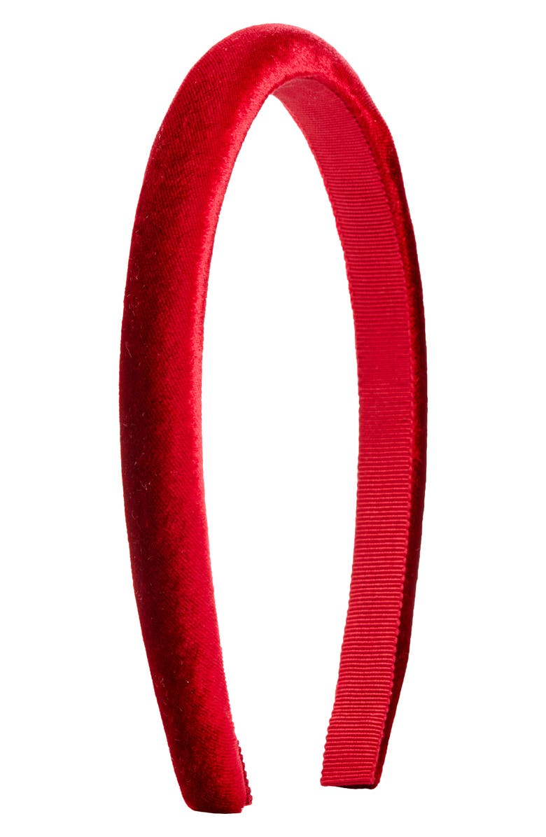 Jennifer Behr Tianna Silk Velvet Headband, Main, color, Ruby