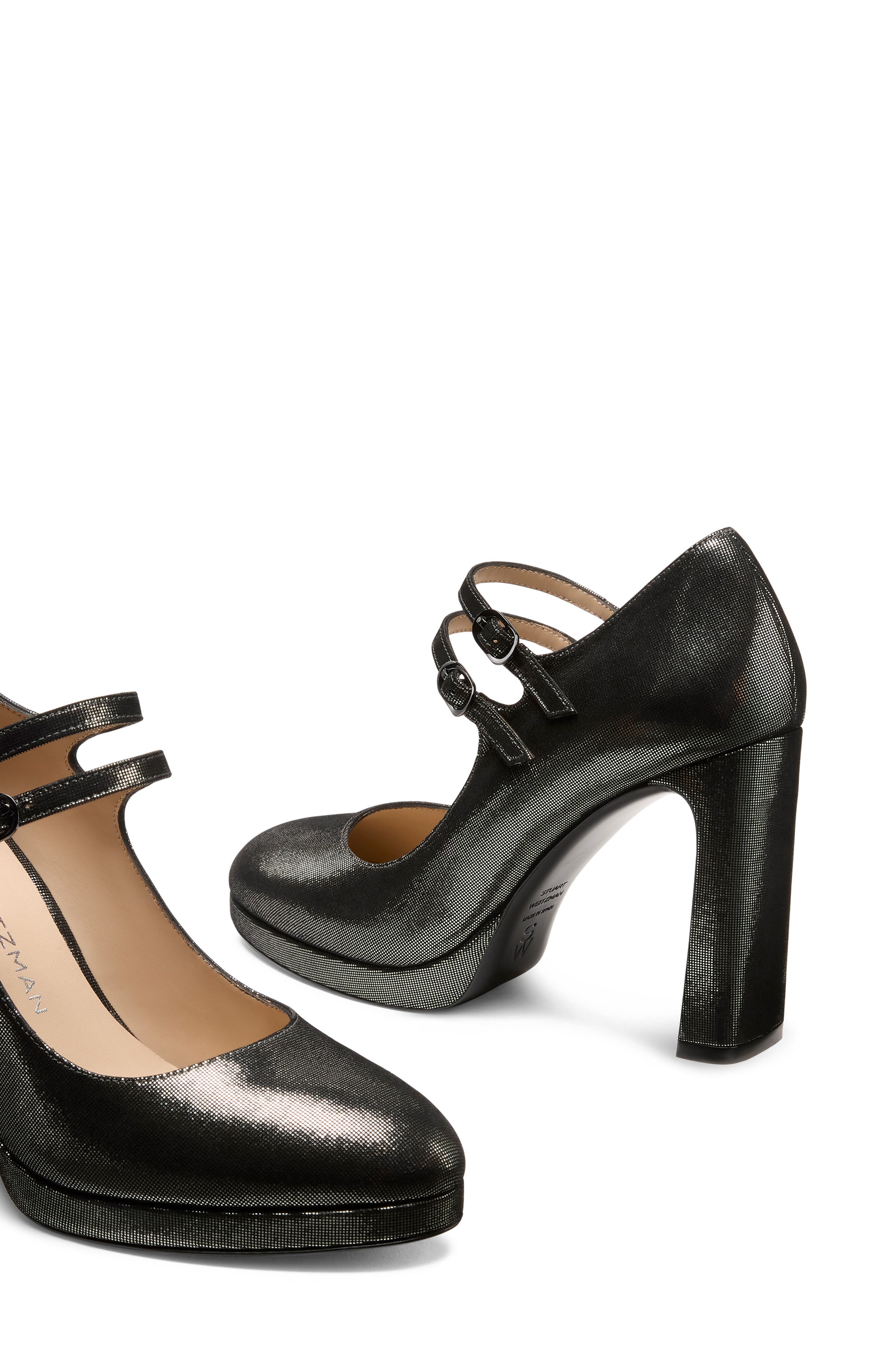 Stuart Weitzman Babette Platform Mary Jane Pump, Alternate, color, Gunmetal