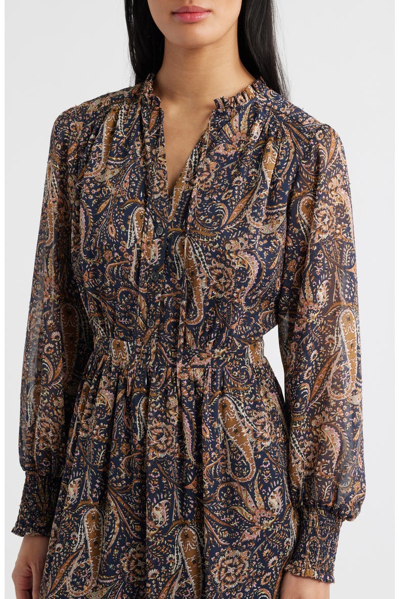 Boho Paisley Long Sleeve Maxi Dress, Alternate, color, BLACK MULTI
