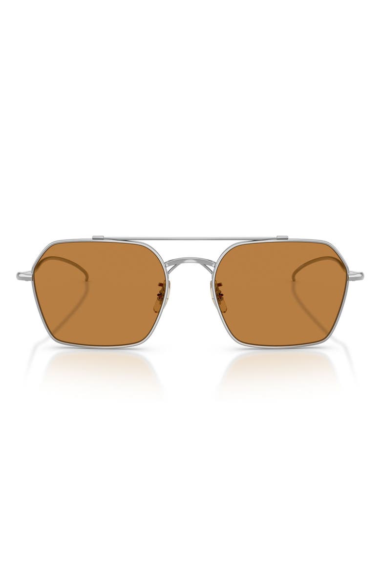 Oliver Peoples TK-14 53mm Geometric Sunglasses, Main, color, Silver / Cognac