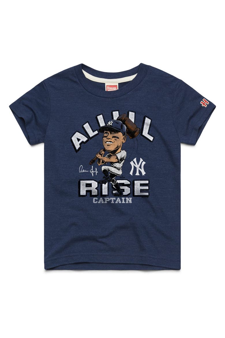Youth Homage Aaron Judge Navy New York Yankees Caricature Tri-Blend T-Shirt, Main, color, Navy