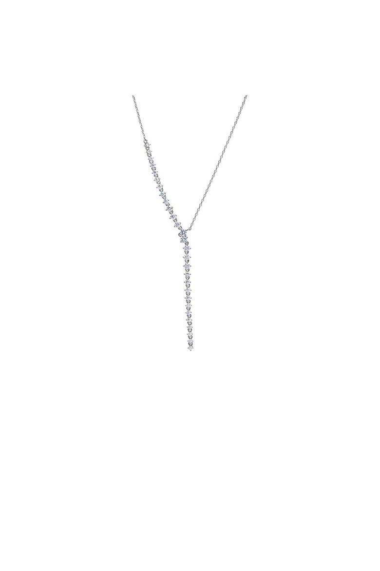 CZ Side Half Tennis Drop Lariat, Main, color, Silver