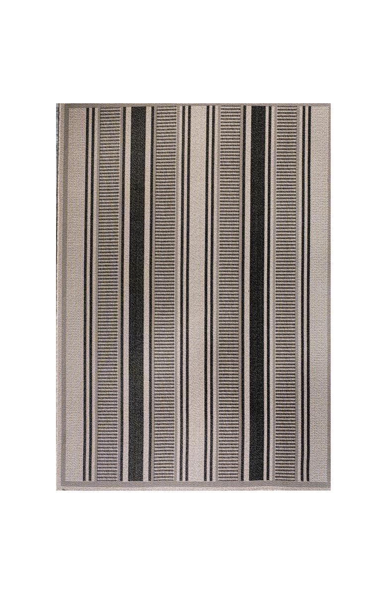 JONATHAN Y Haynes Modern Double Stripe Indoor/Outdoor Area Rug, Main, color, Black/Beige