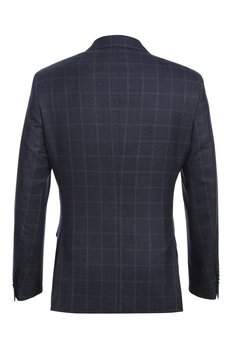 Plaid Trim Fit Notch Lapel Wool Blend Two-Piece Suit, Alternate, color, NAVY