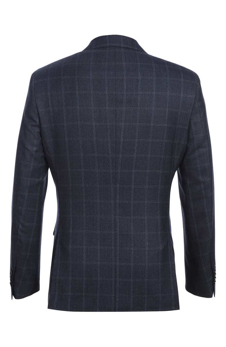 English Laundry Plaid Trim Fit Notch Lapel Wool Blend Two-Piece Suit, Alternate, color, Navy