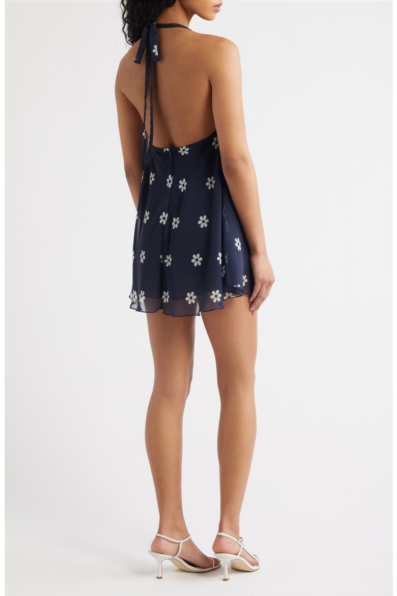 Ryan Daisy Print Halter Neck Minidress, Alternate, color, NAVY