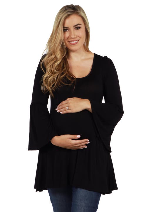 Long Bell Sleeve Flared Maternity Tunic Top