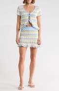 Madden Girl Stripe Pointelle Ruffle Sweater