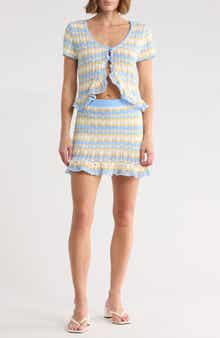 Madden Girl Stripe Pointelle Ruffle Sweater