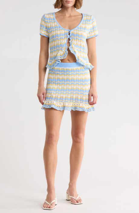 Madden Girl Stripe Pointelle Ruffle Sweater