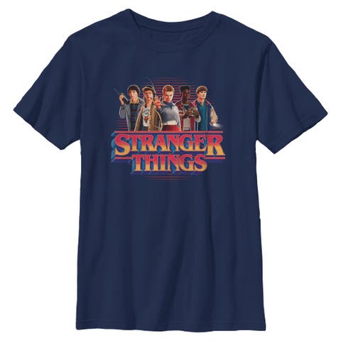 Boy's Stranger Things Retro Friend Group Main Logo  Graphic T-Shirt