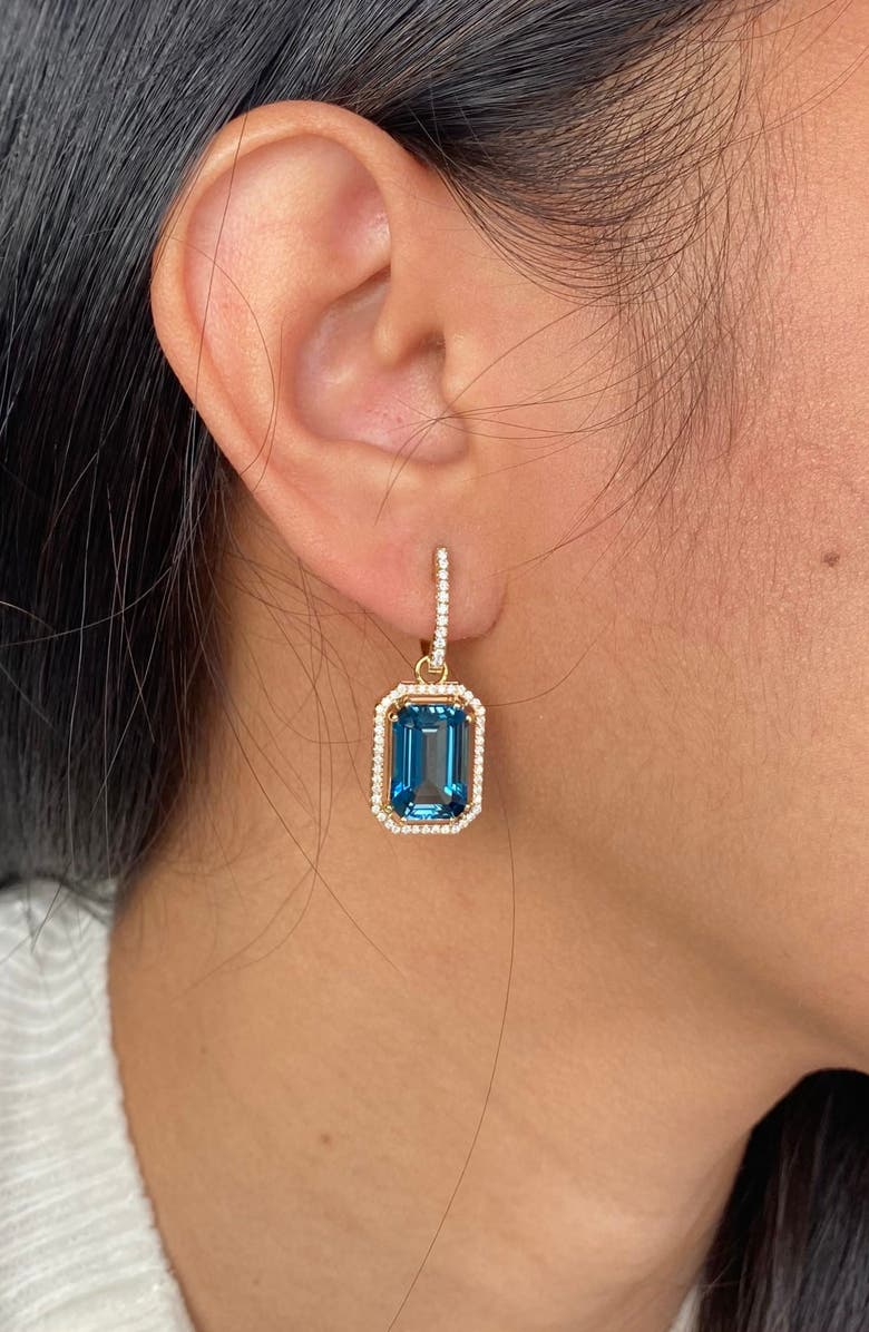 GOSHWARA Gossip Emerald Cut Drop Earrings, Alternate, color, Deep Blue