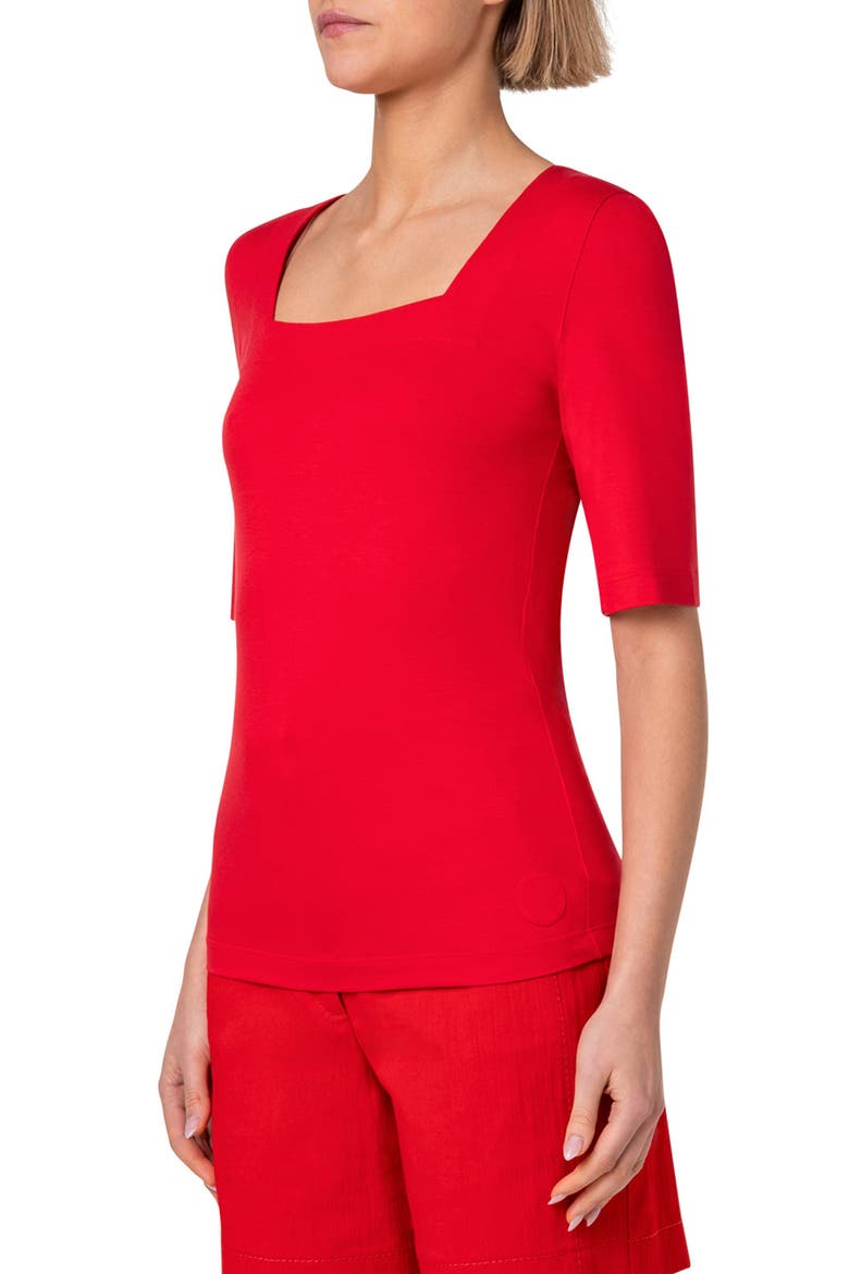 Square Neck Knit Top, Alternate, color, RED