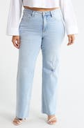 Bayeas High Waist Raw Hem Wide Leg Jeans