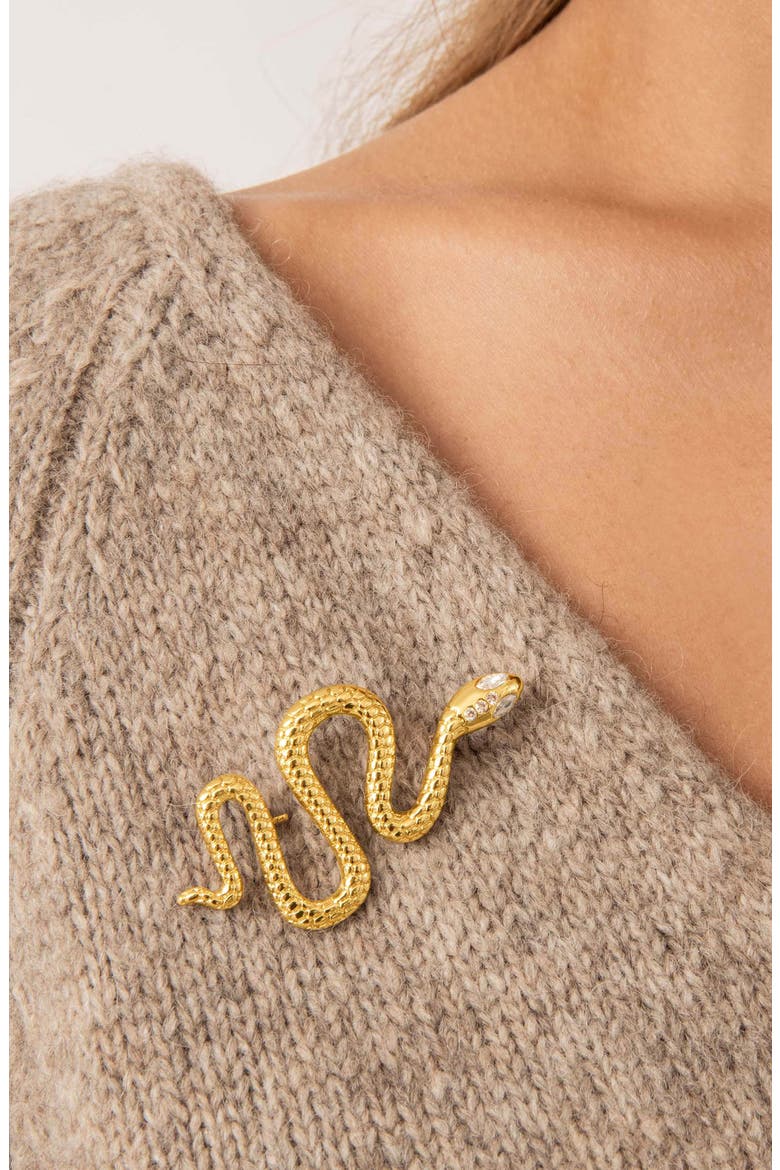 Snake Brooch, Alternate, color, GOLD